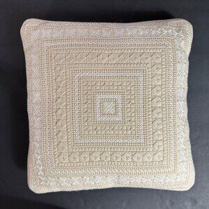 Needlepoint Bargello Pattern Ivory Pillow 13"x13" Boho Chic